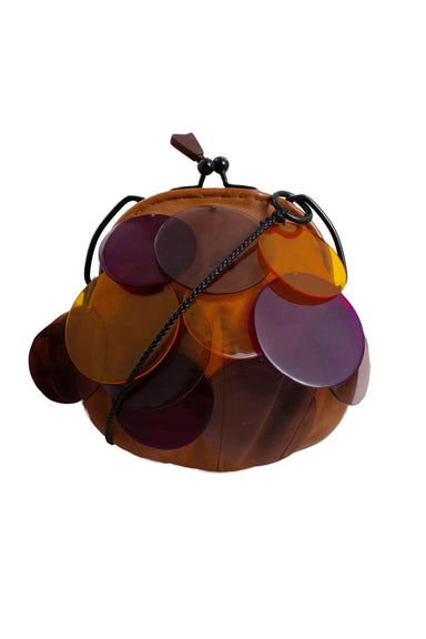description: jamin puech brown tones bag. features rounded acrylic charms throughout, and lock closure. 