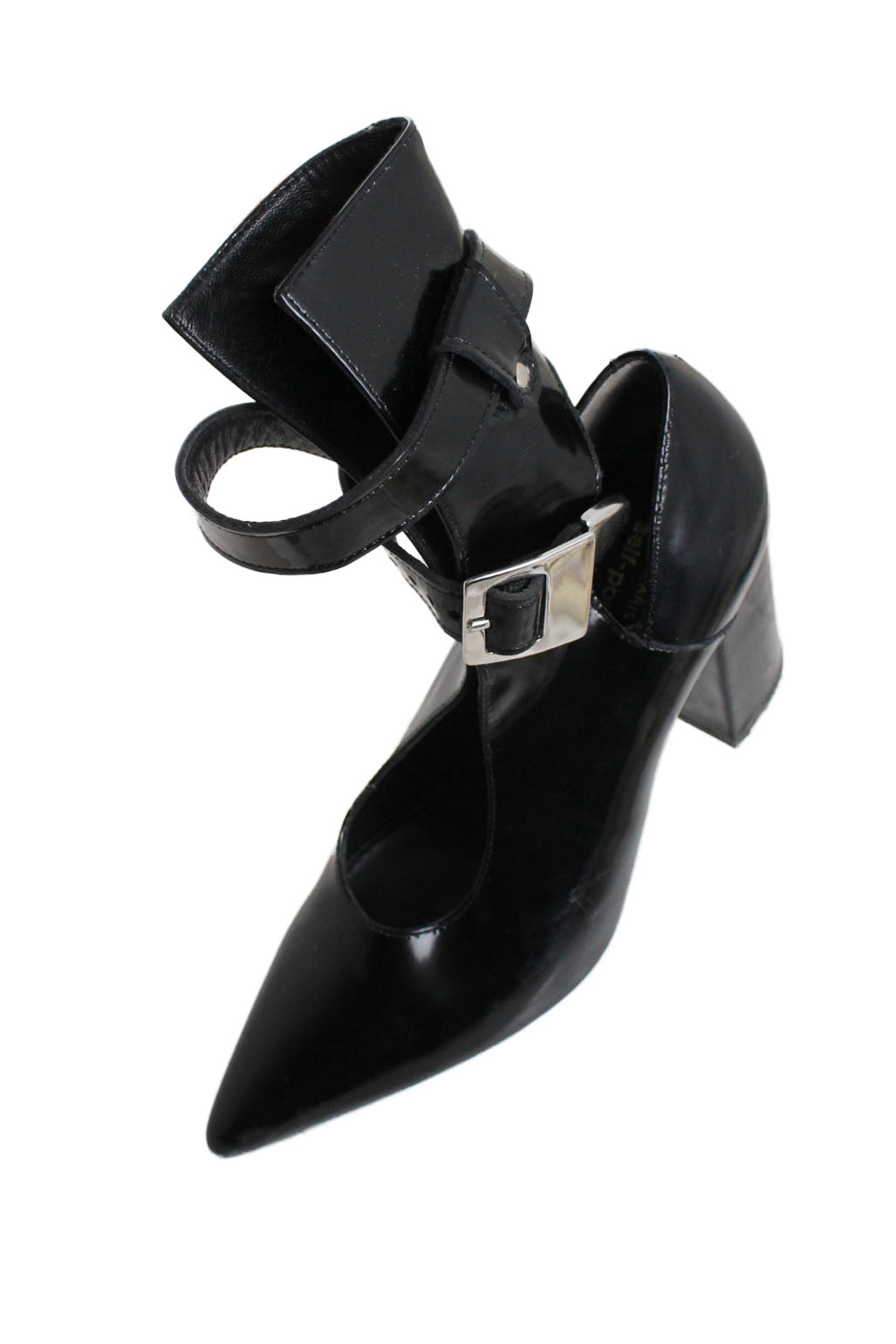 top view of black heels.  