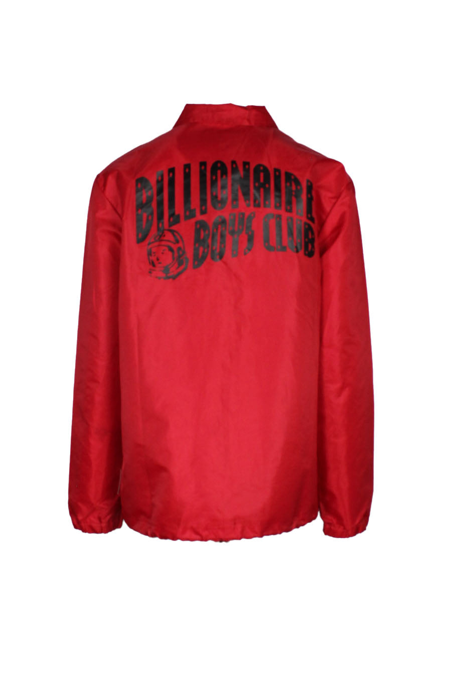 rear view with 'billionaire boys club' logo graphic printed at back of jacket.
