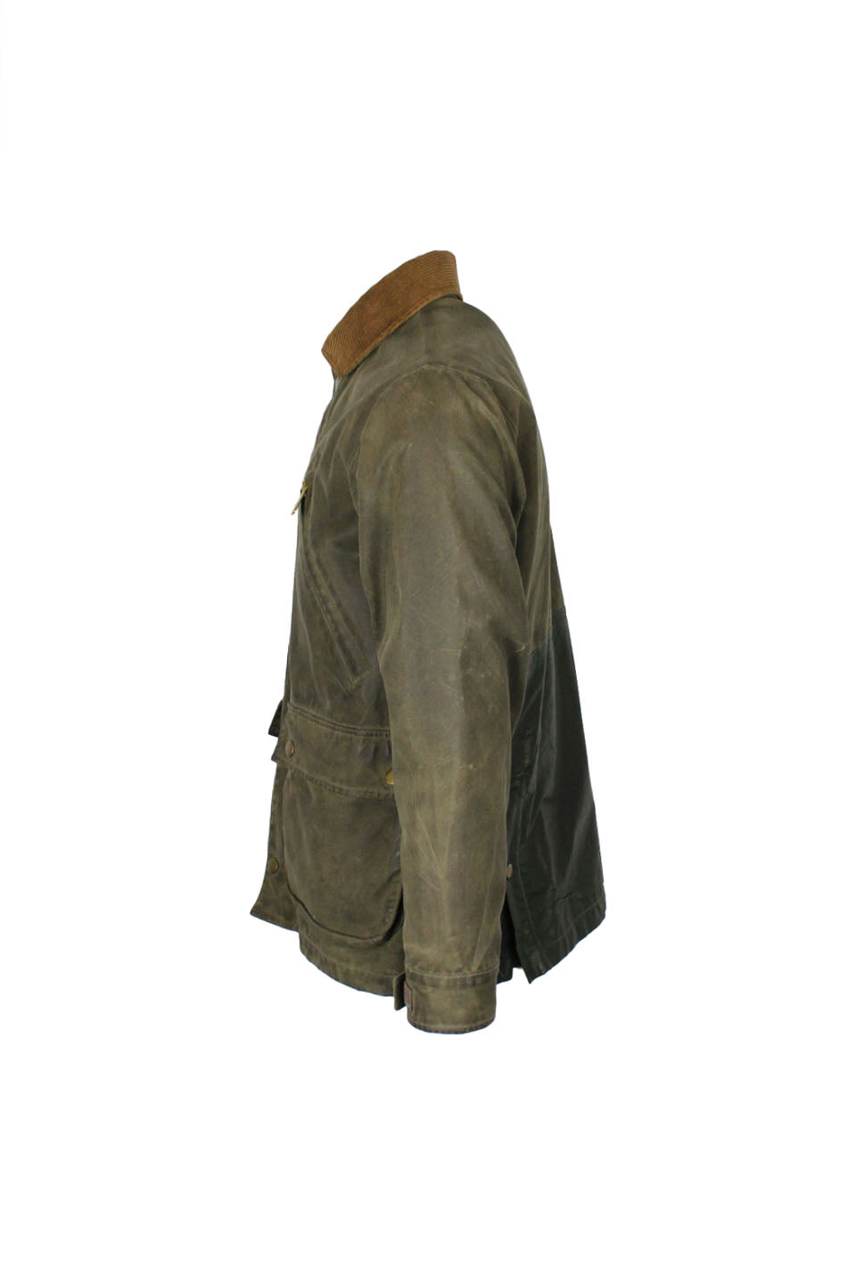 profile view of left sleeve of jacket.
