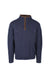 front view of l.l.bean navy merino lambs wool knit pullover sweater. features zip placket with partial lining at collar.