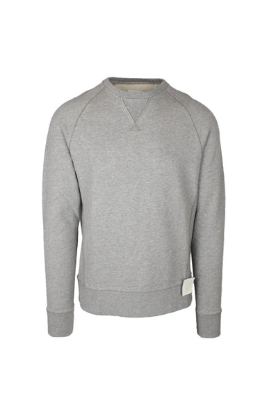 front view of jack spade grey pullover cotton crewneck sweatshirt. features raglan sleeve and ribbed collar/cuffs/hem.
